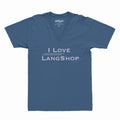 women’s blue cotton t-shirt with the inscription ‘I Love LangShop’
