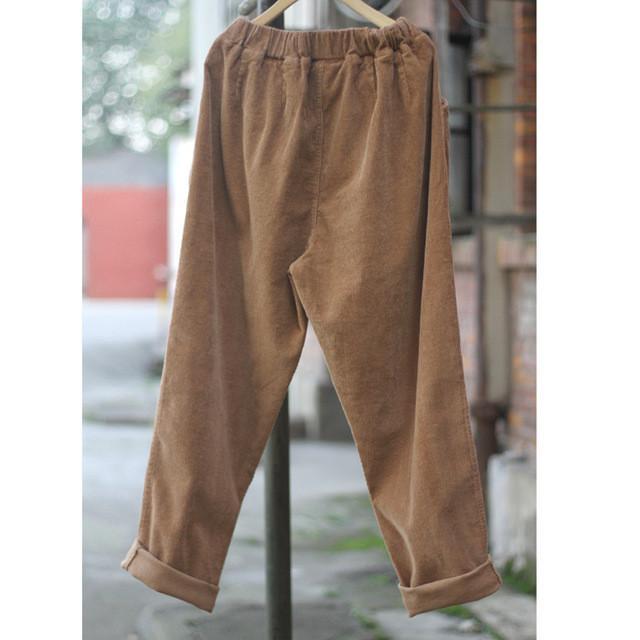 Autumn Casual Thicken Elastic Waist Loose Pleated Trousers Women Johnature 2651493 - Tokyo Fashion