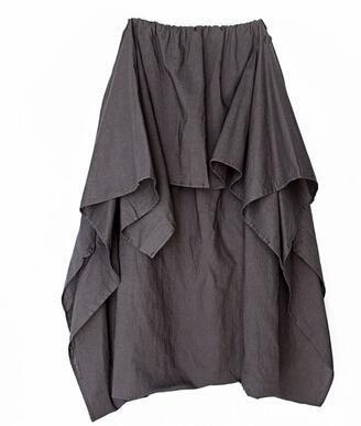 Asymmetric Pants Plus Size Capris Elastc Waist Skirt Women Johnature 706340 - Tokyo Fashion