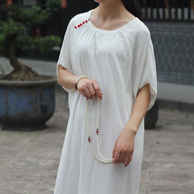 Bat Sleeve Vintage Fold Loose Plus Size Dresses Women Johnature 7402632 - Tokyo Fashion