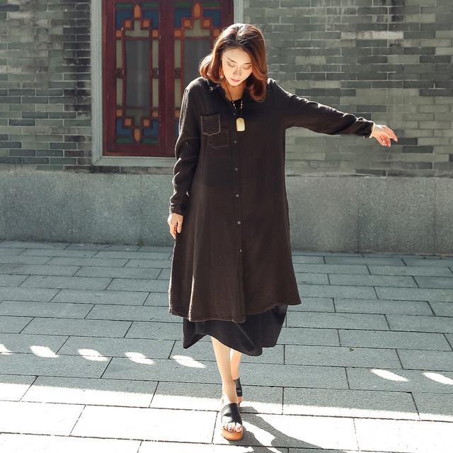 Button Cotton Linen Tops 3 Colour Shirts Women Johnature 7422032 - Tokyo Fashion